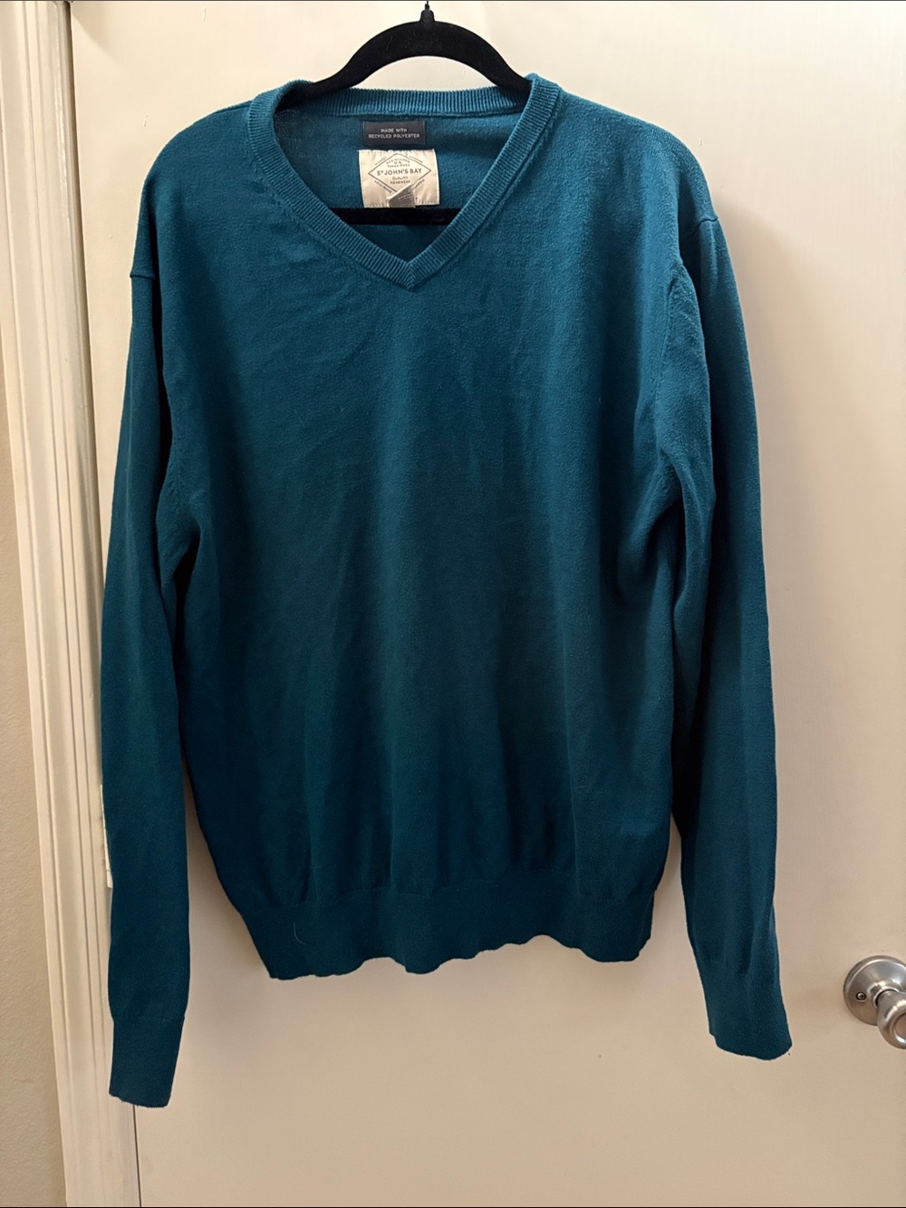 St. John's Bay Teal V-Neck Knit Sweater - Men's Size XL
